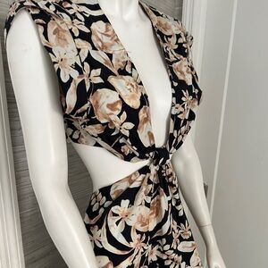 Floral Black and Tan Women Dress